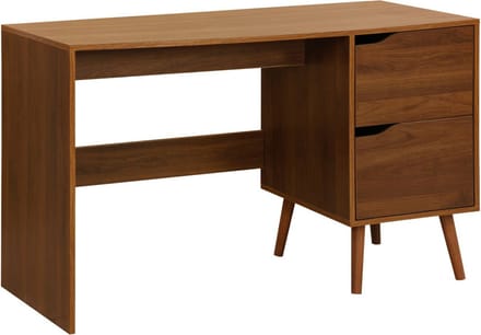 sweeek - Vintage bureau met 2 lades in walnootkleurig hout