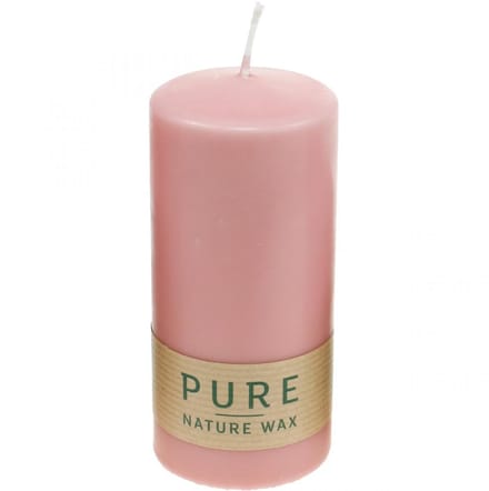 PURE stompkaars 130/60 decoratieve kaars roze natuurlijke was