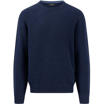 Fynch-Hatton Trui O-Neck Structure Cashmere Navy / male