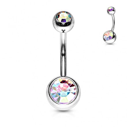 Piercing dubbel steentje 1.6x10x8 - multi - LMPiercings