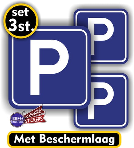 Jerma - Parkeerbord - Sticker – Set - 2 van 10 cm - 1 van 15 cm - Zelfklevend - Krasbestendig - Vinyl