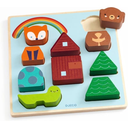 DJECO puzzel en stapelspel Rainbow 18 mnd+