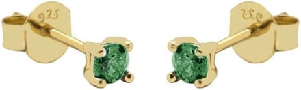 Karma Oorbellen Round Emerald Green Zirconia 2 mm Goud