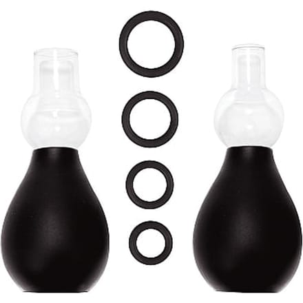 Ouch! Tepel Pomp Set met Ringen voor Verlenging Harde Tepels – Zwart