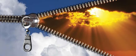 Fotobehang Zipper Sky Clouds Sun Beam Light | PANORAMIC - 250cm x 104cm | 130g/m2 Vlies