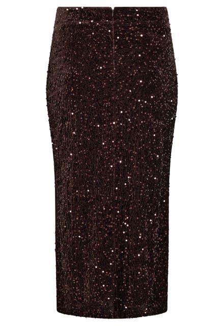 Yours London Chocoladebruine Fluwelen Maxirok Met Pailletten Size 48