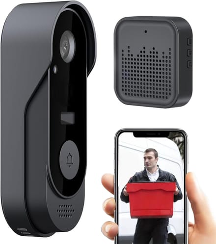 Draadloze Deurbelcamera - Video Deurbel - Huisbeveiliging - Bewegingsdetectie - 164 cm - Zwart