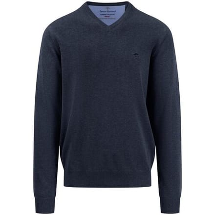 Fynch-Hatton Trui V-Neck Uni Superfine Cotton Navy / male