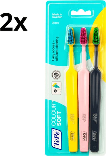 2x TePe Tandenborstel Colour Soft 3-pack - Voordeelverpakking