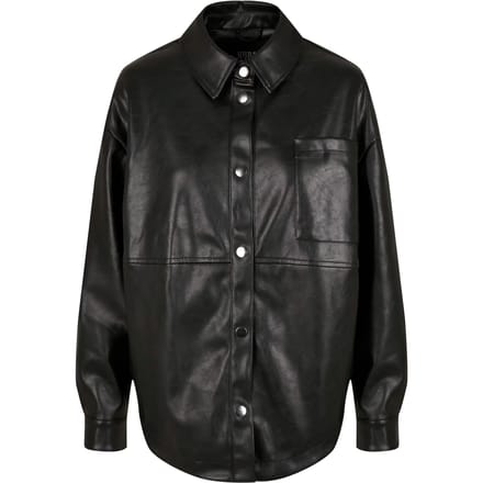 Urban Classics - Faux Leather Blouse - S - Zwart