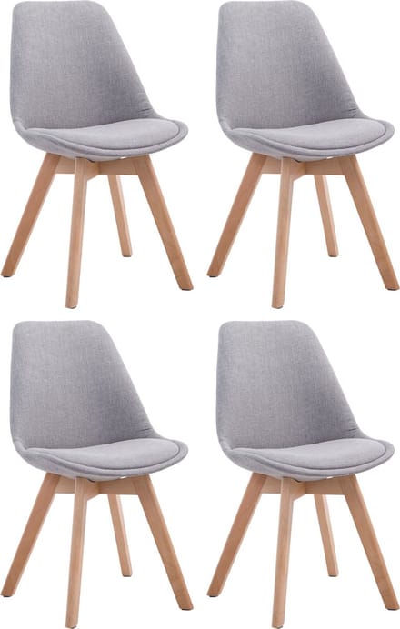 CLP Borneo V2 Set van 4 eetkamerstoelen - Stof grijs natura