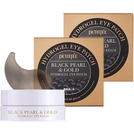 PETITFEE Patchs Hydrogel pour Yeux Perle Noire & Or 60 Patchs x 2 – Ensemble de Soin Éclaircissant & Raffermissant black