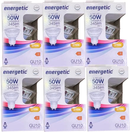 6 x GU10 Spot Led Lamp Dimbaar Energetic - 4,7W - Vervangt 50W Warm Wit