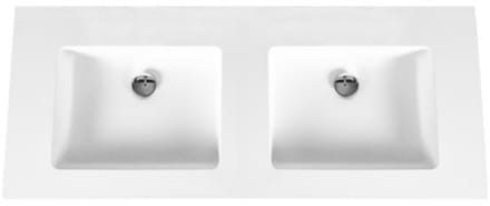 Bagnotti Beta Solid Surface Dubbele Wastafel - 120cm - Zonder Kraangat - Acryl Wit