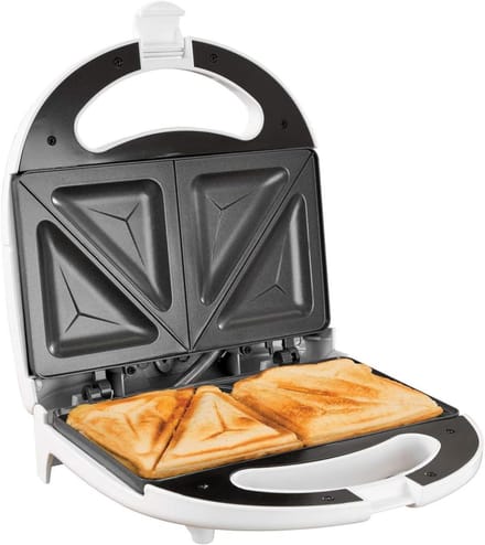 Tosti Apparaat - Sandwichmaker Broodrooster - Snacks Maken - Antiaanbaklaag - 2 Platen - Wit