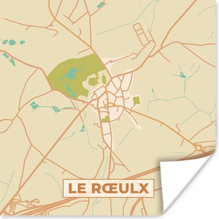 Poster Kaart - Le Roeulx - Plattegrond - België - Stadskaart - 75x75 cm