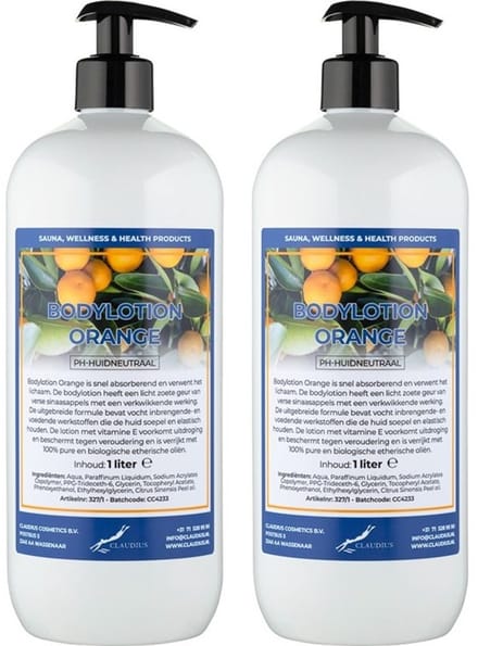 Bodylotion Orange 1 Liter - met gratis pomp - set van 2 stuks