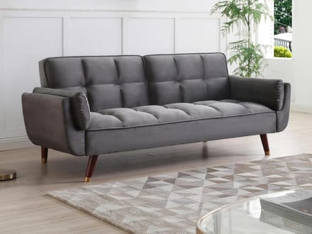 Vente-unique Driezitsslaapbank van grijs velours GULCAN