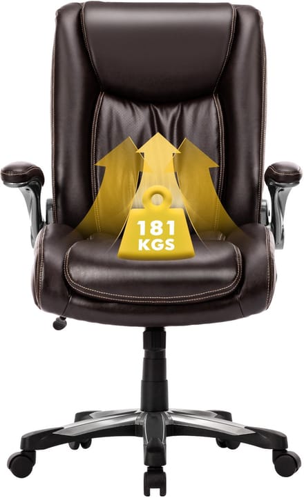 COLAMY Bureaustoel 400 lbs - Directiebureaustoel - Hoge rugleuning - Opklapbare armleuningen - Bruin
