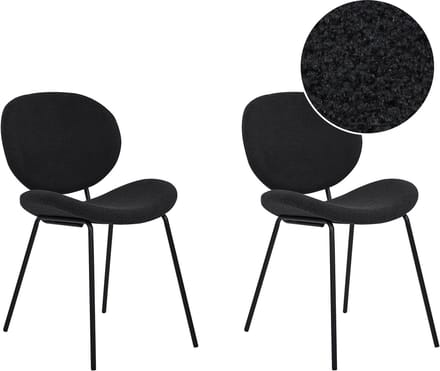 LUANA - Eetkamerstoel set van 2 - Zwart - Bouclé