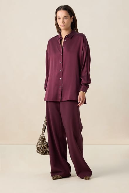 Sissy-Boy - Donkerrode high waist wide leg broek