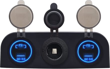 ProRide 12V USB Autolader 2 Poorten - QC3.0 - Voltmeter en 12V/24V Sigarettenplug - Drievoudig opbouw