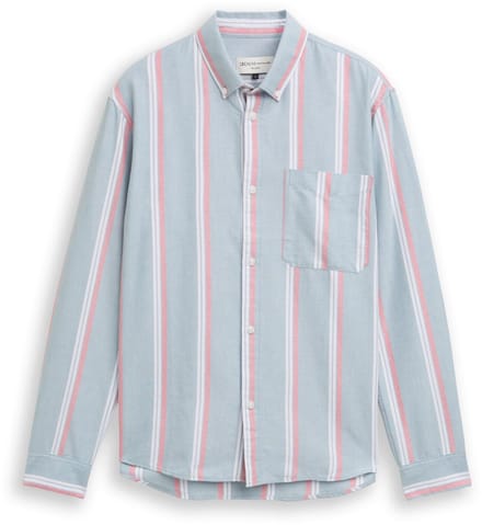 Tom Tailor Denim - Overhemd van katoen met relaxte pasvorm - Maat S - citadel blue stripe