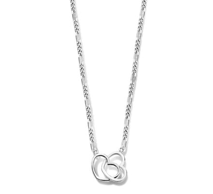 Zilver Gerhodineerde Collier hartjes 1 1334371
