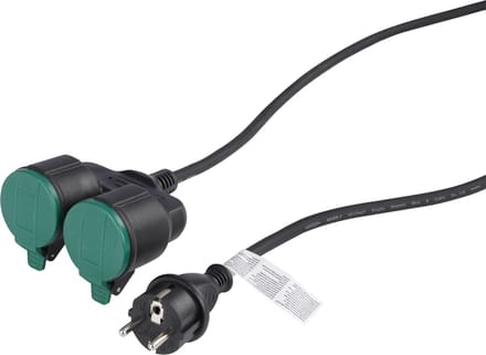 Q-Link verlengkabel - 2 x randaarde - spatwaterdicht (IP44) - 3 x 1.5 mmÂ² - 5 m - rubber - zwart