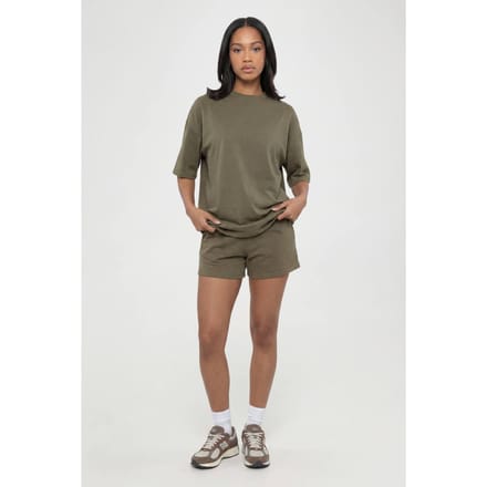 boohoo Dames Gewassen Oversized T-shirt En Short Set | Gewassen Kaki | Maat: Medium