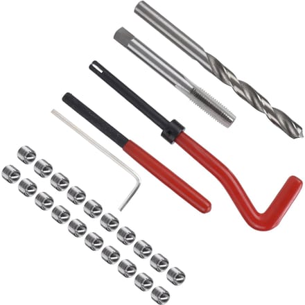 Kit de réparation de filetage M8x1.25mm Inserts hélicoïdaux de vis Foret hélicoïdal Clé hexagonale Outil de taraudage et de perçage Set gray