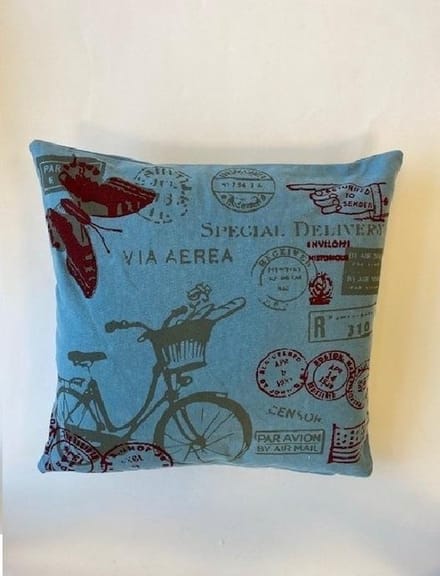 Kussenhoes katoen blauw 45x45 cm Fiets