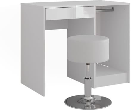 Vicco Sherry Kaptafel – 89.8 cm met kruk Wit/wit hoogglans