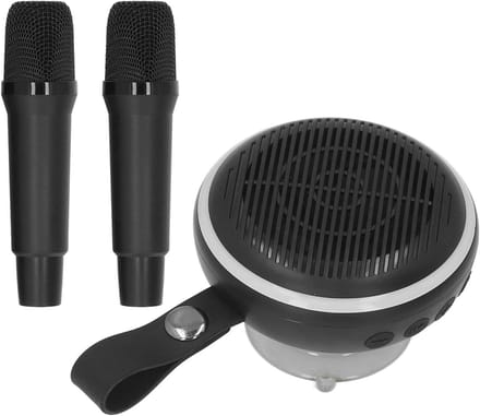 Mini Karaokeset - Draagbare Luidspreker - Thuisfeest Buiten - Met 2 Microfoons - 21 x 17 x 6 cm - Zwart
