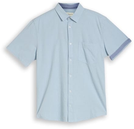 Tom Tailor - Regular fit katoenen overhemd met korte mouwen - Maat XXL - light blue dot structure