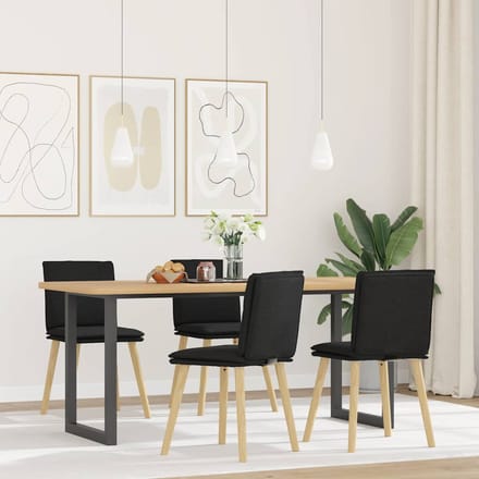 vidaXL - Eetkamerstoelen - 4 - st - stof - zwart