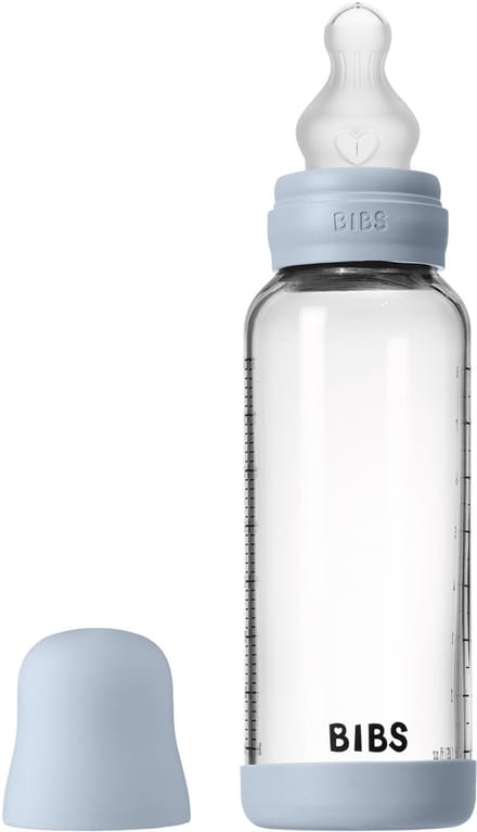BIBS - Glass Baby Bottle Round Siliconen Medium Flow - 240ml
