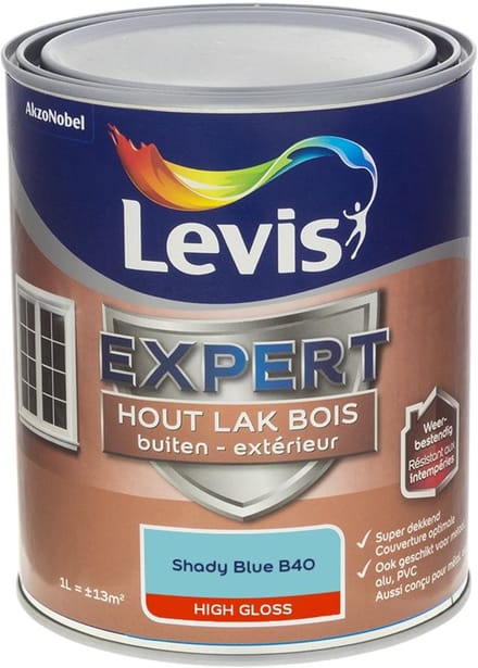 Levis - Expert Hout Lak Buiten High Gloss Mix - Shady Blue B40 - Mengverf - 1 L