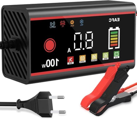 Auto Acculader - Accu Oplader Motor - Voertuig Opladen - LCD Kleuren Touchscreen - 100 W 8 A - Zwart