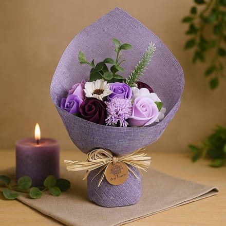 Zeep Bloemen Boeket - Lila