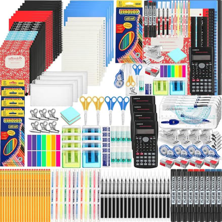 Schoolbenodigdheden Set - Studiepakket Leren - Voorbereiden Schooljaar - Uitgebreide Kit - 4 Sets - Multicolor
