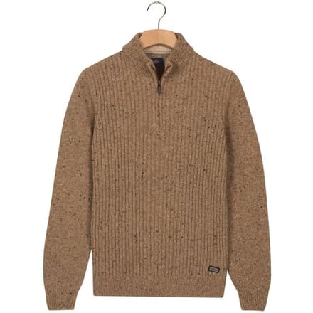 Baileys Trui Half Zip Front Structure Knit Mushroom / male