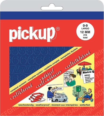 Pickup plakcijfers boekje Largo blauw - 12 mm