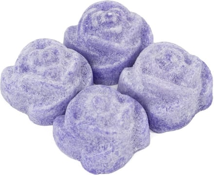 Organza zakje met 4x amberblokje roos ´Lavender´