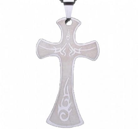Rvs kruis -koord ketting - zilverkleur- 45 cm-Charme Bijoux