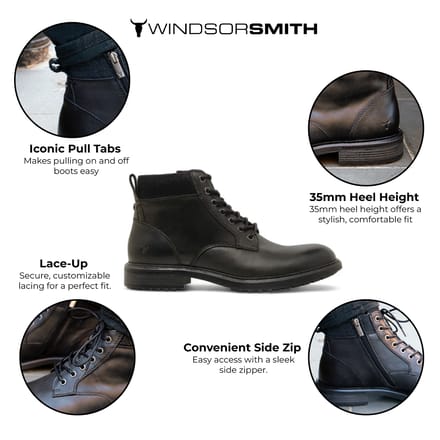 Windsorsmith Zwart Leren Chelsea Enkellaarzen - Sergio