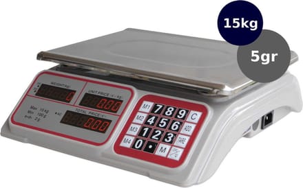 Digitale Prijsberekenende Winkelweegschaal 15kg x 2 gr