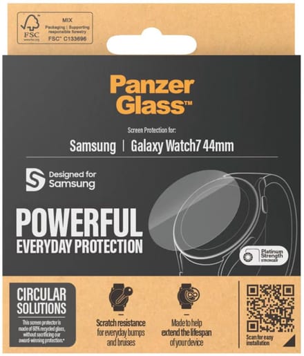 PanzerGlass Screenprotector geschikt voor Samsung Galaxy Watch 7 - 44 mm Glazen | PanzerGlass Powerful Screenprotector - Case Friendly