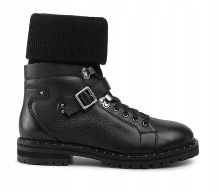 Eva Minge Collectie - Leren Veterboots - Zwart - Maat 38