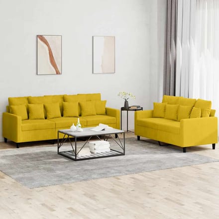 vidaXL - 2-delige - Loungeset - met - kussens - fluweel - geel